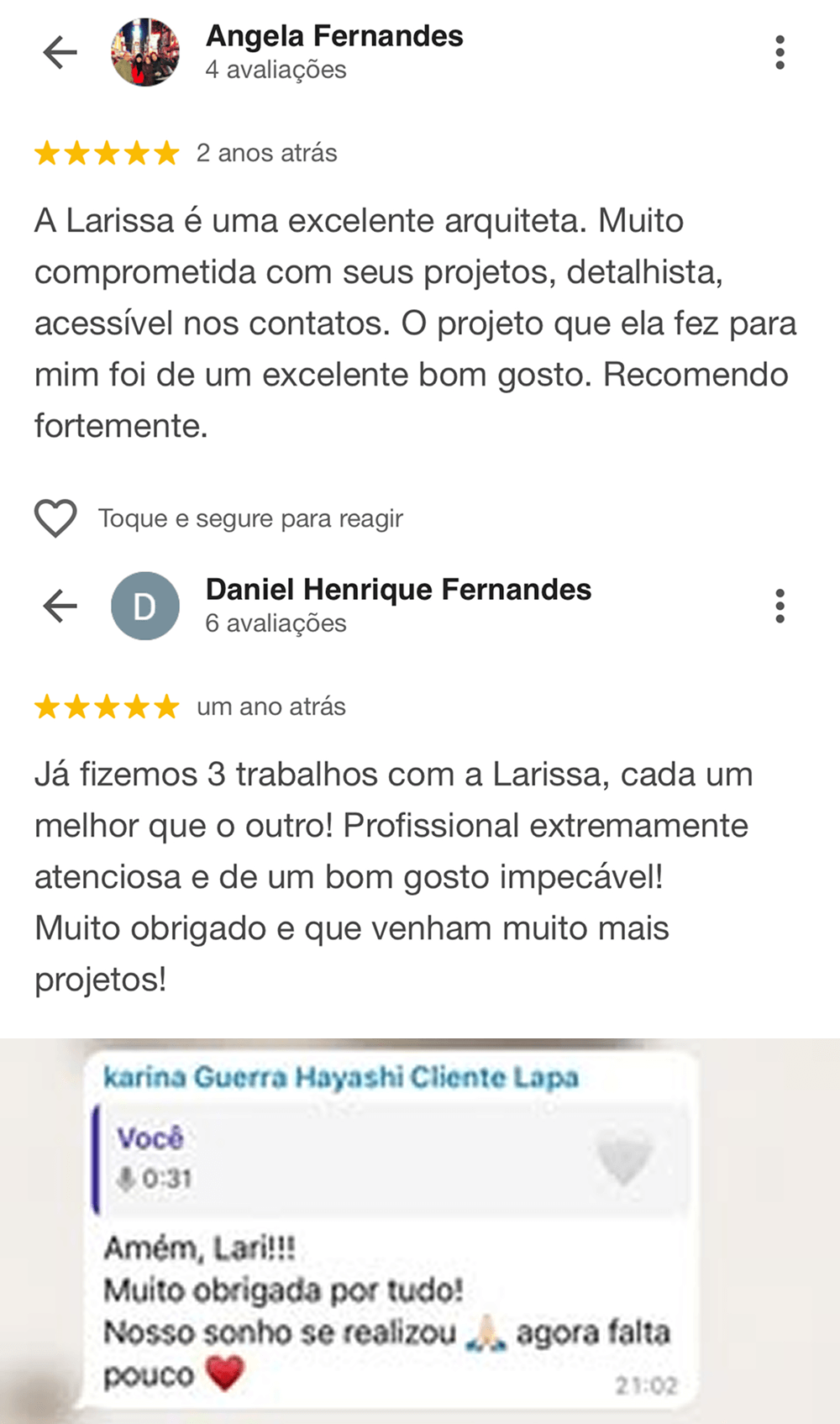 Arquiteta Lari Albuquerque - Feedback - 1